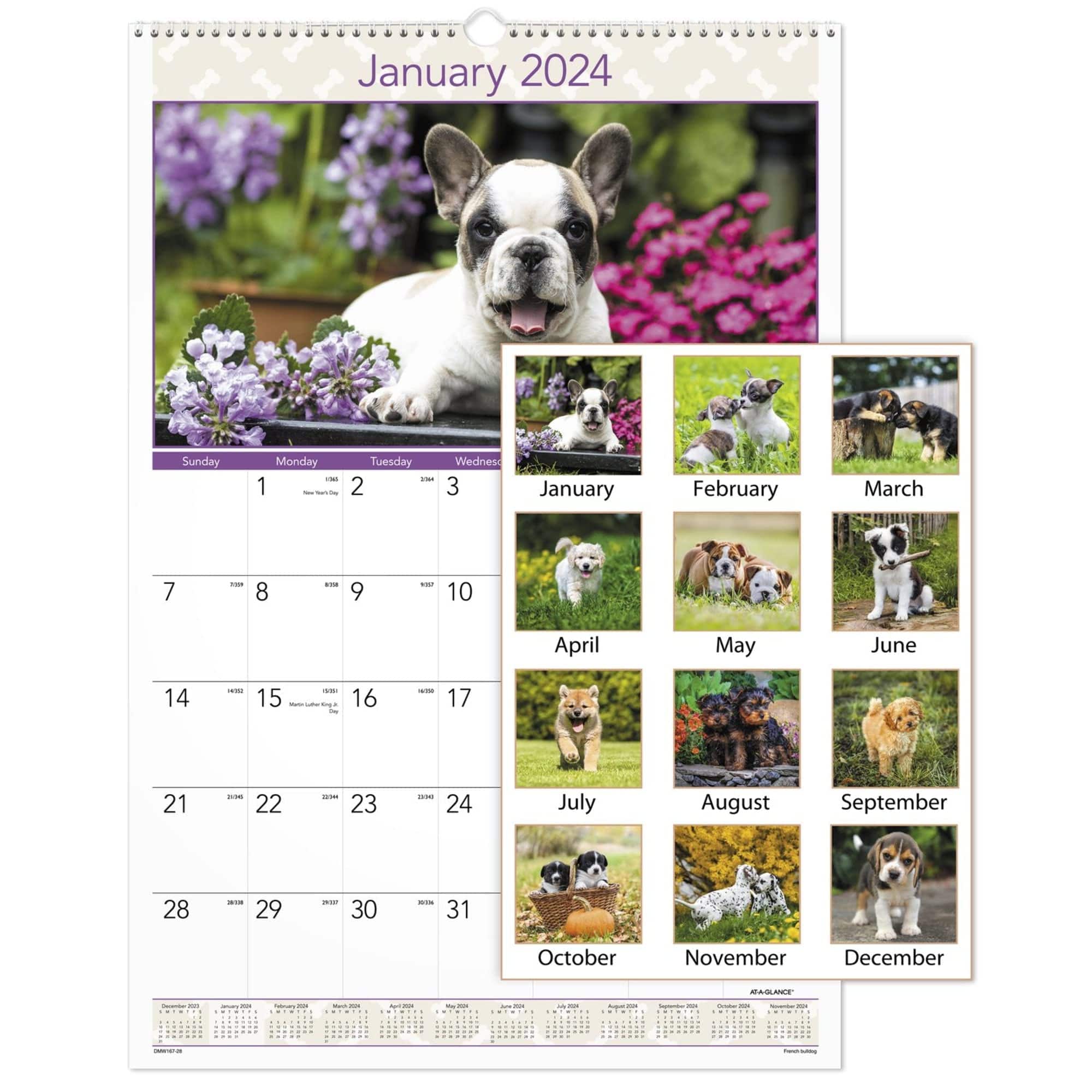 AT-A-GLANCE - Puppies Monthly Wall Calendar Puppies Photography 15.5 x 22.75 White Multicolor Sheets 12 Month Jan to Dec 2026 price history on PriceWatchPro