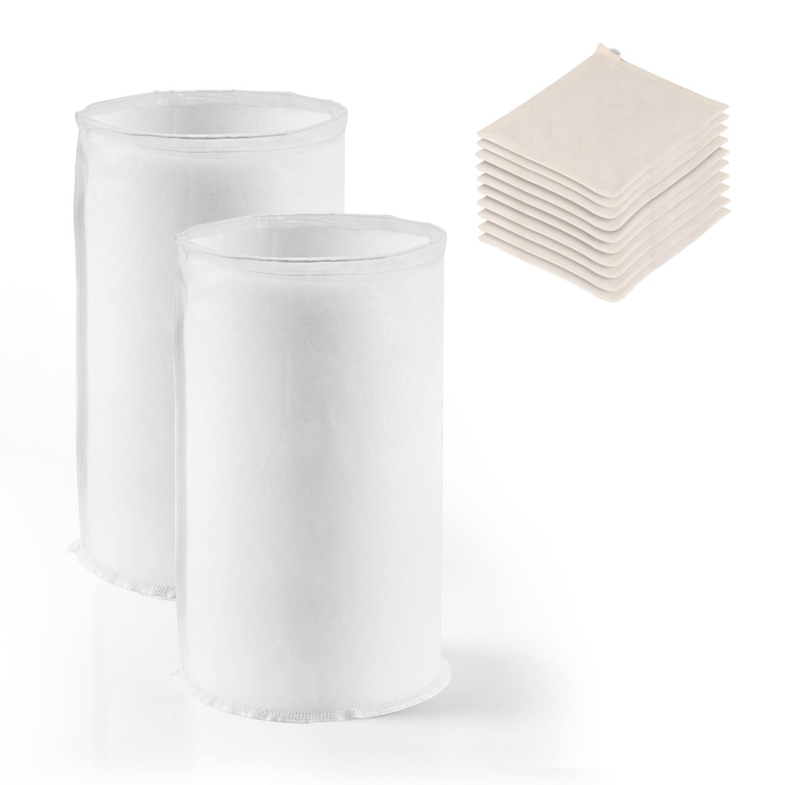 Alt View 5. VEVOR - Brew Bags, 2 PCS Food Grade Nylon Material Grain Bag, 10 PCS Natural Cotton-Linen Hop Bag, Easy to Clean - White.