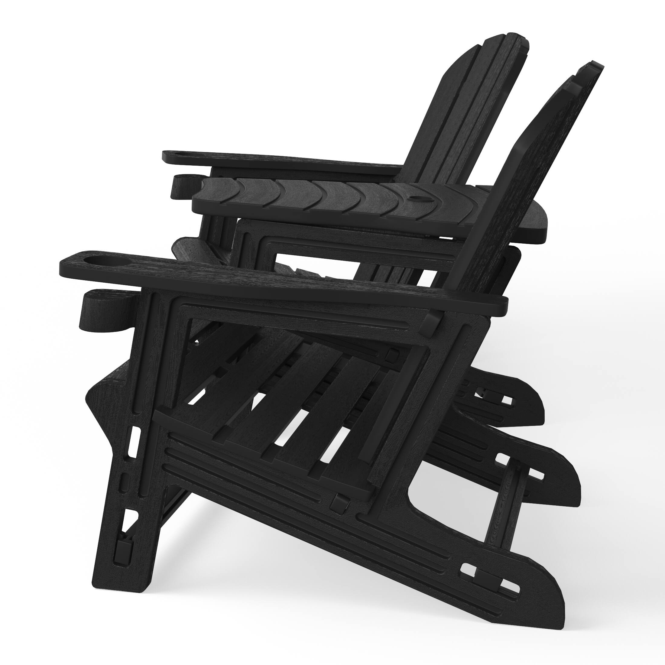 Alt View 1. WestinTrends - WestinTrends Azura Outdoor HDPE Adirondack Chairs With Connecting Table Tray (Set of 2) - Black.