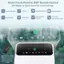 The text on the image is already grouped and correctly written. It describes the features of a smart touch panel and remote control, including a LED display, power button, timer, speed button, mode button, decrease and increase buttons, oscillation button, cooling/humidify button, and a long press function for better sleep quality.