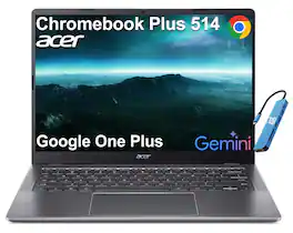 Acer - Chromebook Plus 514 14" FHD+ Touchscreen Laptop - Intel Core 3 - 8GB RAM - 512GB Storage - Backlit - Chrome OS - Arctic Grey