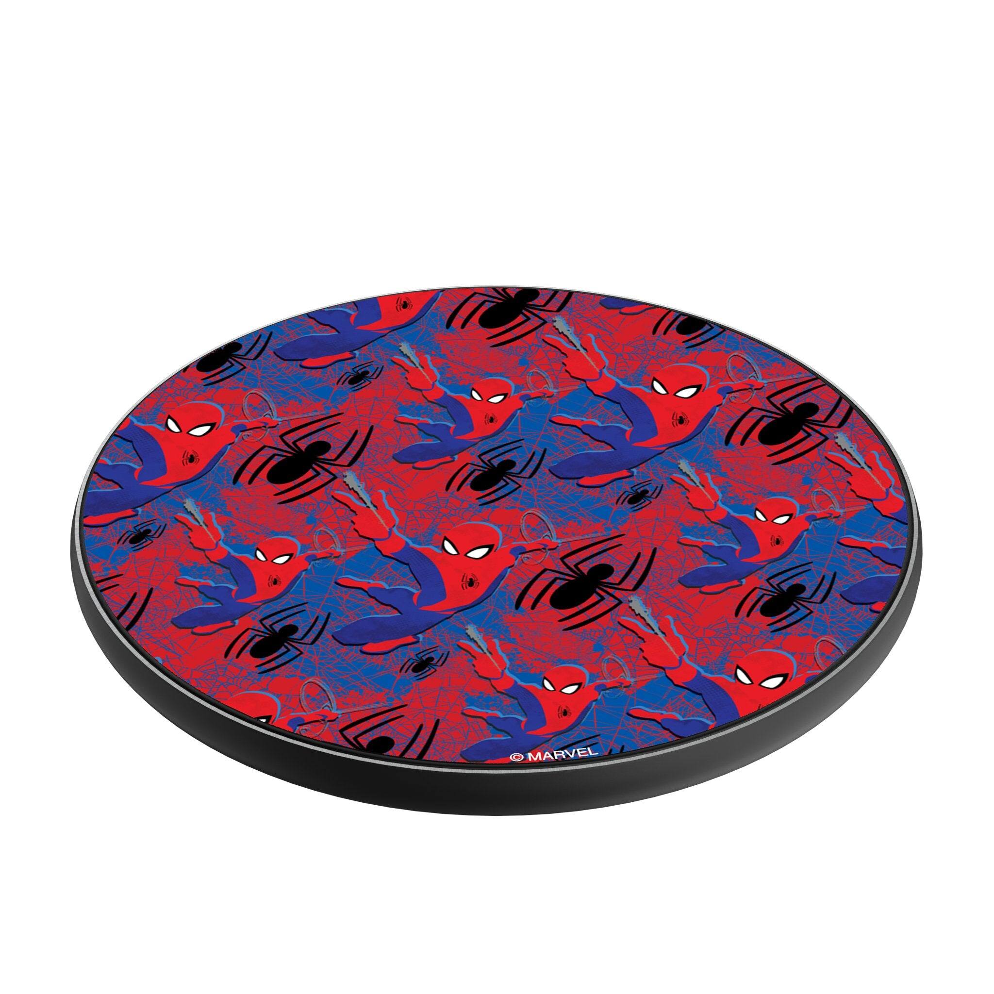 Angle. Keyscaper - Marvel Pattern 15-Watt Wireless Charger - Spider-Man.