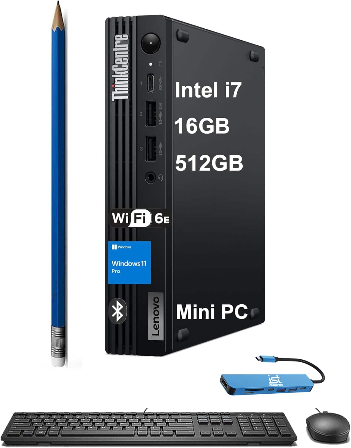 Lenovo - ThinkCentre M70q Gen 5 Tiny Business Desktop - Intel Core i7-14700T - 16GB RAM - 512GB SSD - Win 11 Pro - Black