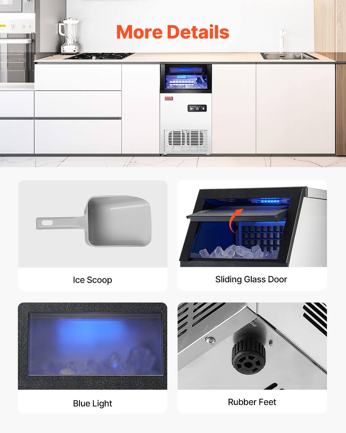 More Details
Ice Scoop
Sliding Glass Door
Blue Light
Rubber Feet