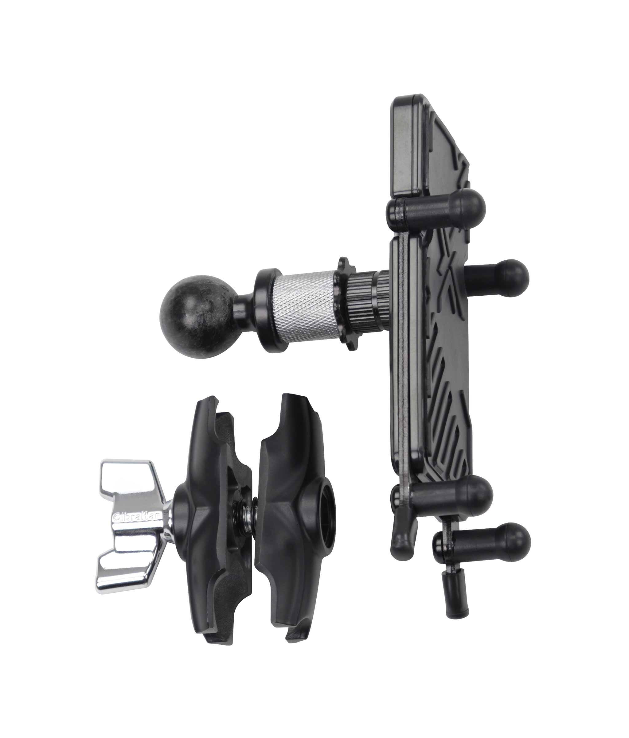 Angle. Gibraltar Hardware - Dual Adjust Smartphone Holder, Unlimited Angle Adjustment in Landscape or Portrait Mode - Black.
