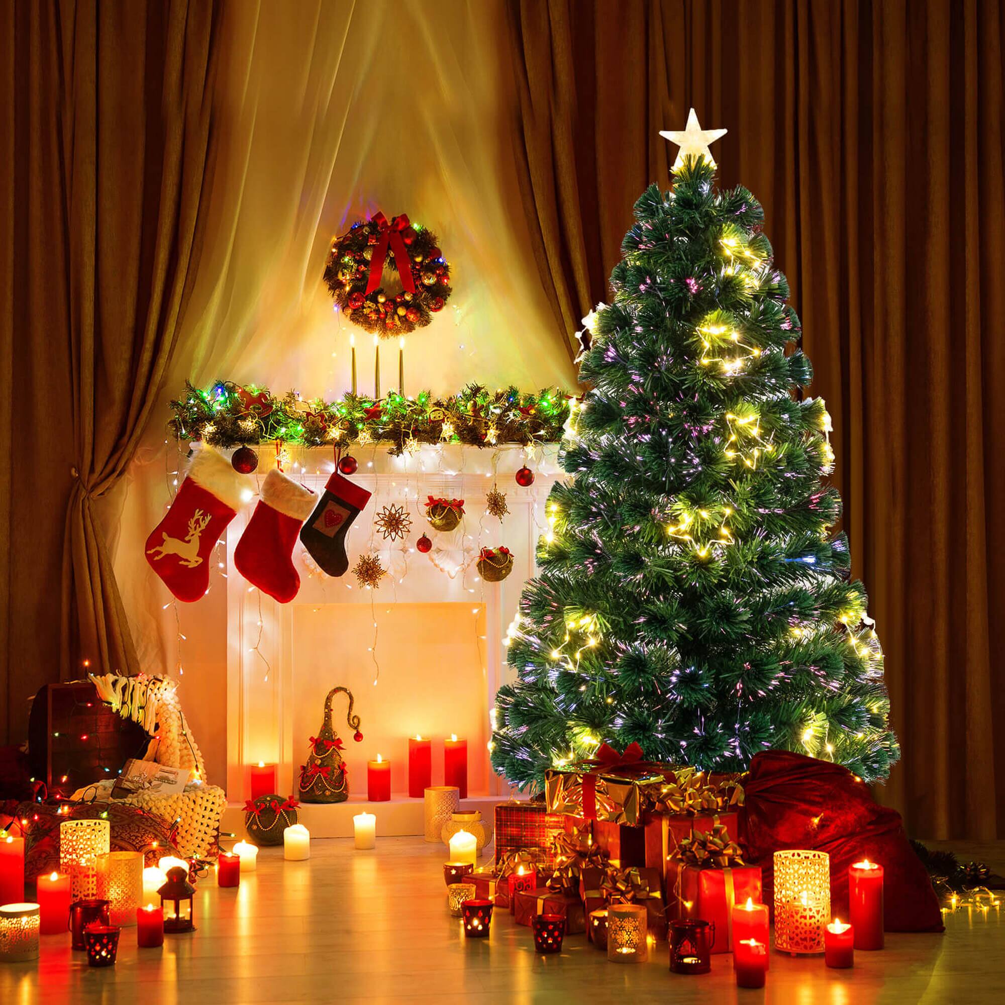 Alt View 1. Costway - Costway 5 FT Artificial Xmas Tree with 170 Branch Tips 257 Warm White LED Lights - Green.