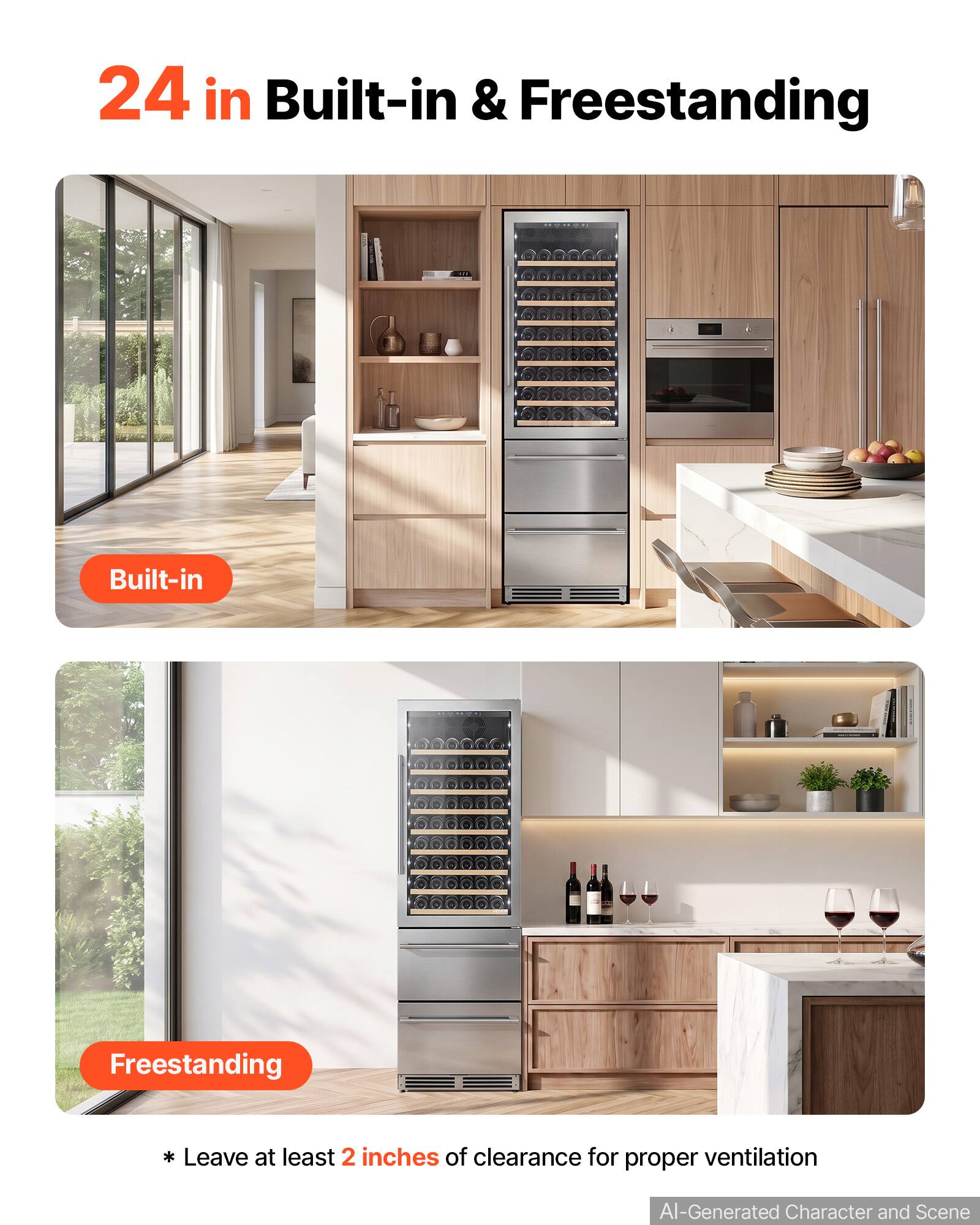 24 in Built-in & Freestanding

Built-in

Freestanding

* Leave at least 2 inches of clearance for proper ventilation

AI-Generated Character and Scene