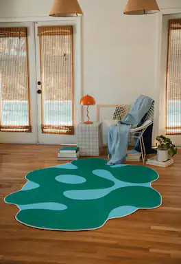 Lanyspace - 5'x7' Area Rug, Washable Rugs, Non-Slip and Tear-Resistant Soft Carpet, Irregular Moss Design Rug for Home Decor - Multicolor