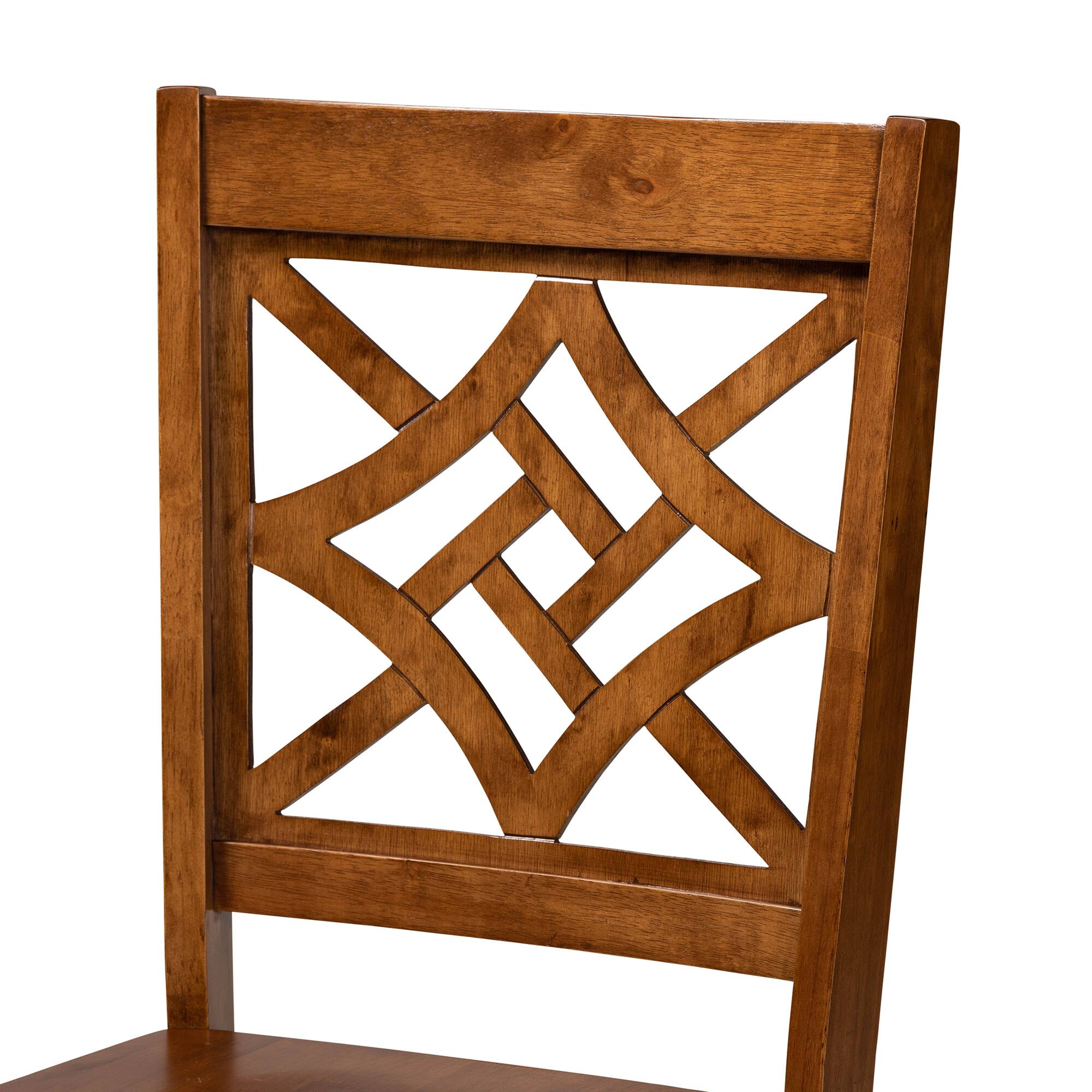 Back. Baxton Studio - Nicolette Modern and Contemporary Finished Wood 2-Piece Dining Chair Set - Walnut Brown.