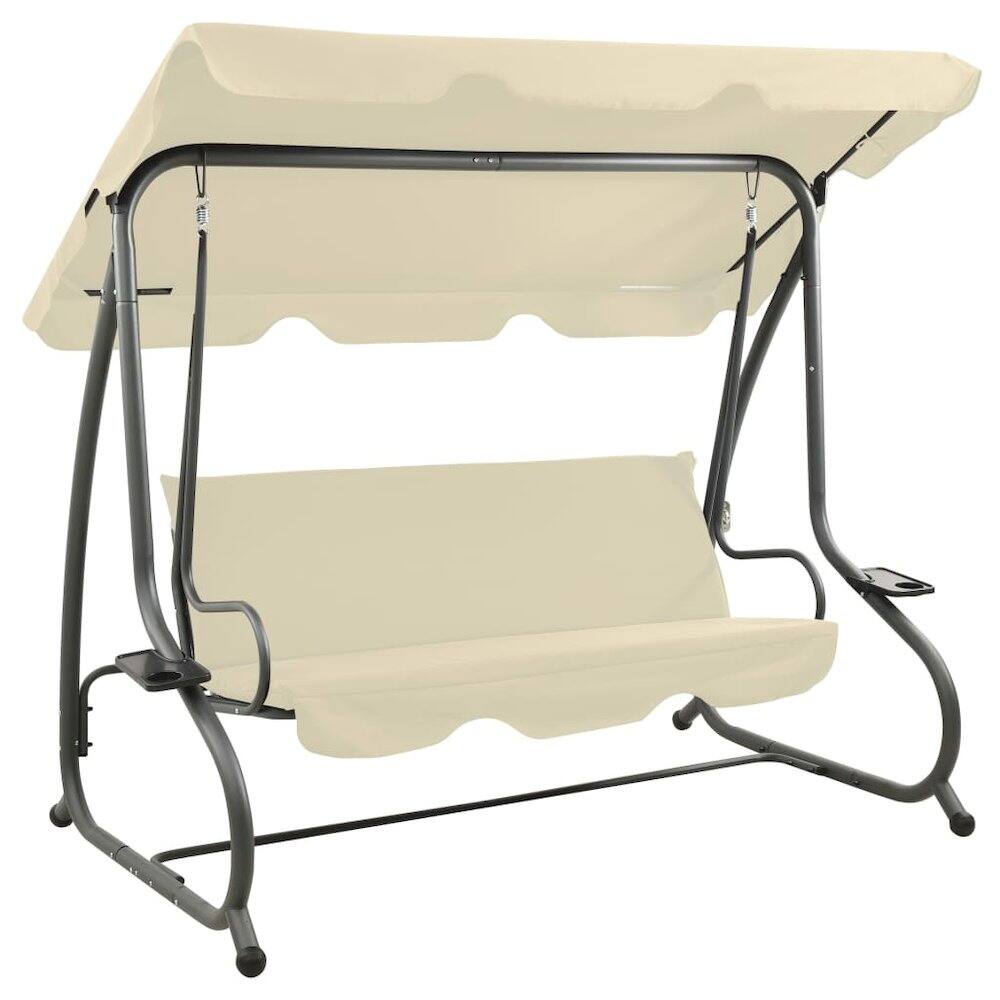 Left. vidaXL - Swing Bench PVC-coated fabric, powder-coated steel Large - Sand White.