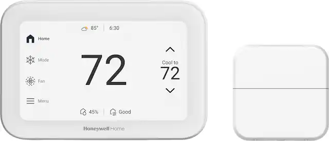 85°F 6:30
Home Mode
Fan
Menu
72
Cool to 72
45%
Good
Honeywell Home