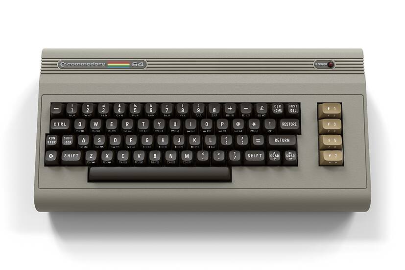Commodore 64 POWER! 1 BLE - 2 # 3 RED $ 4 CVN % 5 PUS & 6 GON , 7 BLU  8 YEL ) 9 SXP 0  + -  CLR HOME INST 1 DEL f 1 2 C CTRL T Q W E R T Y U I O P I RESTORE f 3 RUN STOP SHIFT LOCK A S D F G H J K L C : C : = RETURN f 5 S SHIFT Z X  V  N M < > ? / SHIFT T CRSR CRSR f 7