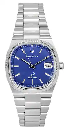 Bulova - Classic Super Seville 262kHz Precisionist Stainless Steel Blue Dial Quartz 96B440 Mens Watch - Silver, Blue