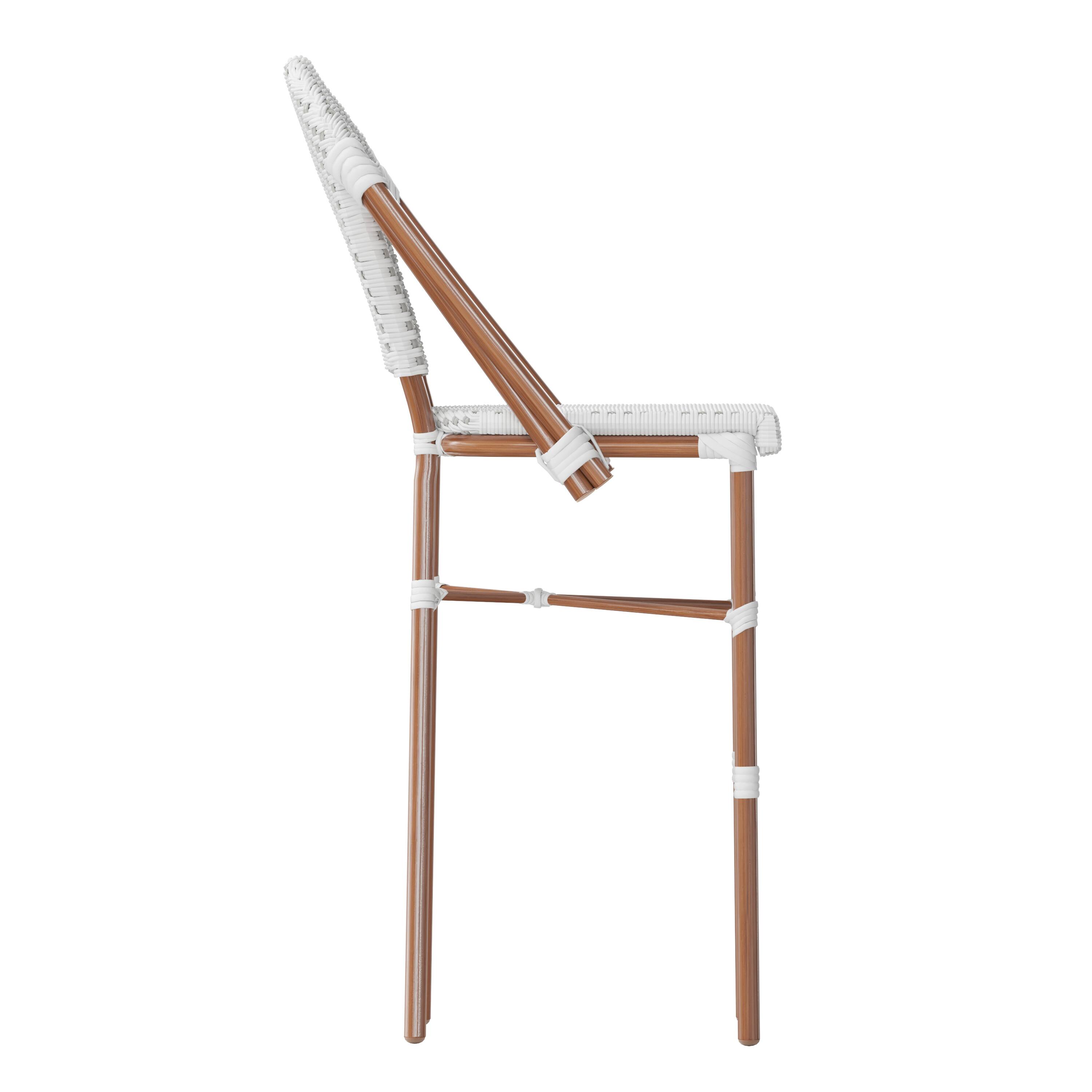 Left. Flash Furniture - Lourdes Stackable Indoor/Outdoor Bistro 30" High Barstool, Commercial Grade, White/Gray and Bamboo Finish - Gray.