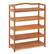 Front. Costway - 5-Tier Wood Shoe Rack Solid Acacia Wood Shoe Shelf with Side Metal Hooks - Reddish Brown.