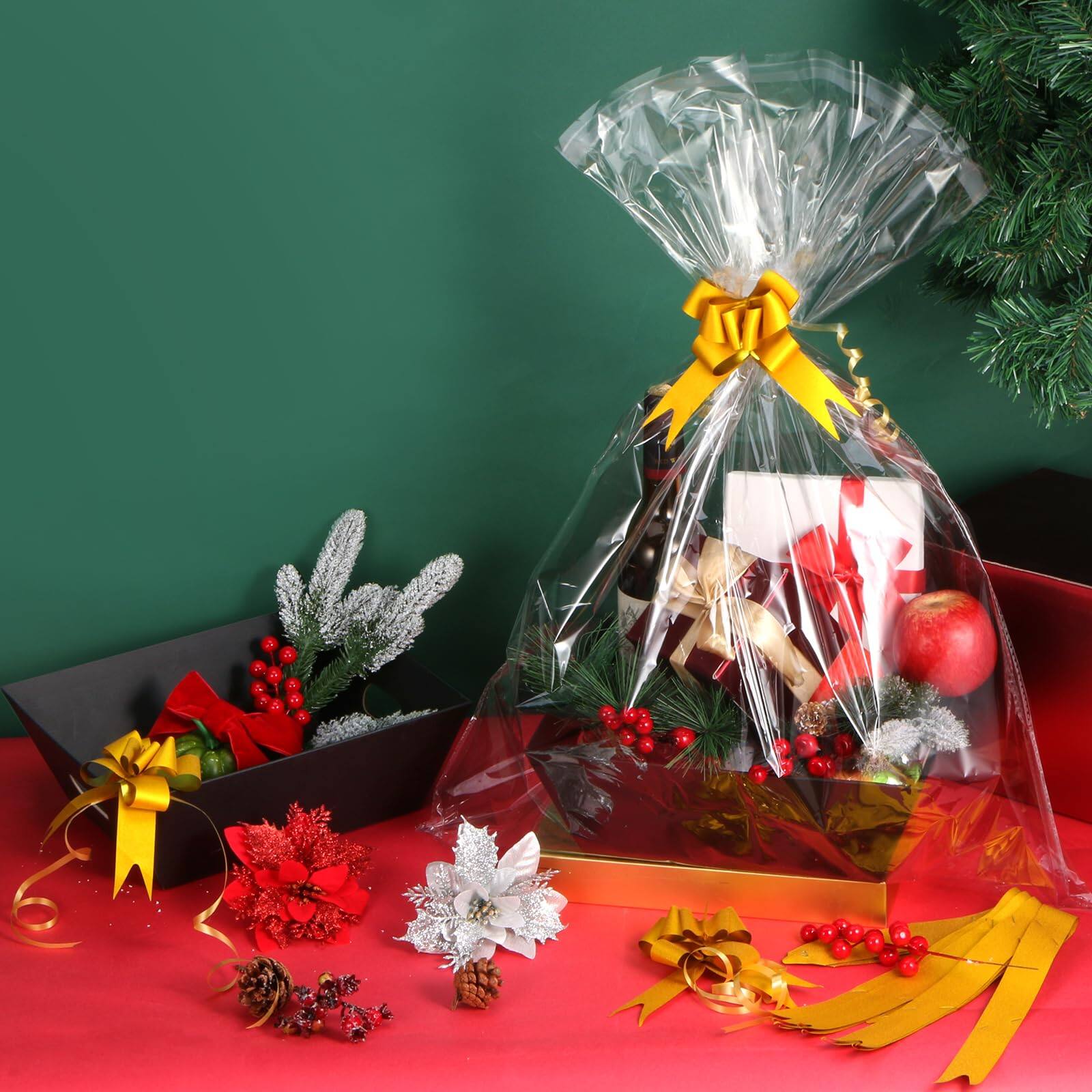 Alt View 3. Paradigms Interiors - Black Baskets For Gifts Empty "thick Gift Basket With 10 Bows Bags Christmas Easter Birthdays Snacks Farmer... - 10PACK Sunshine.