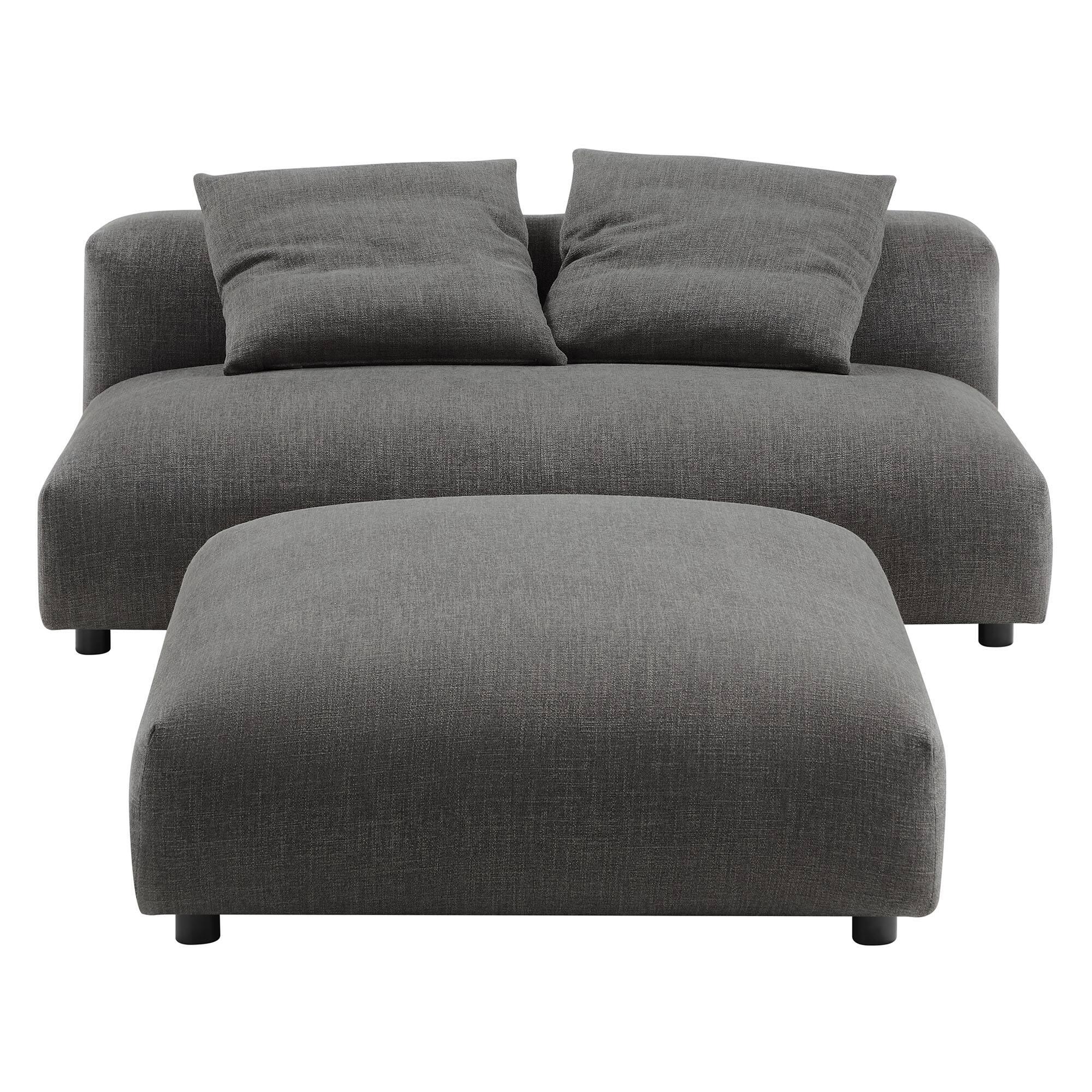 Left. Modway - Solace Modular Upholstered Fabric Armless Loveseat and Ottoman Set by Modway - Charcoal.