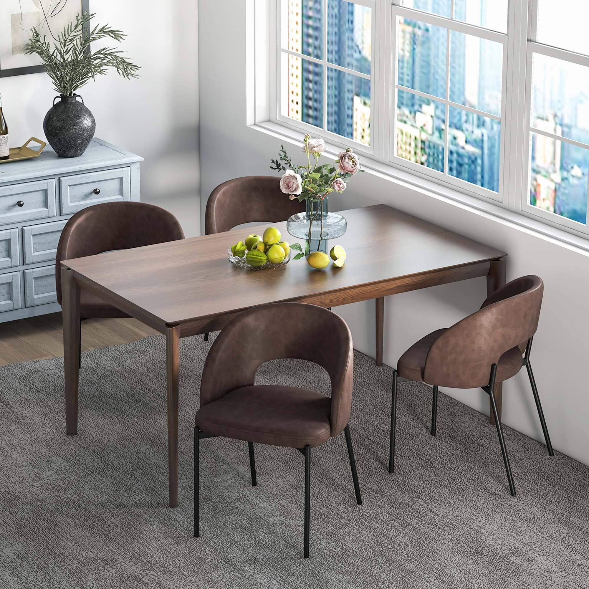 Angle. Costway - Dining Chair Set of 4 with High-density Sponge Cushion Sturdy X-shaped Frame - Brown.