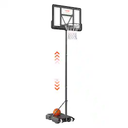 VEVOR - Basketball Hoop, 4-10 ft Adjustable Height Portable Backboard System, 44 inch Basketball Hoop & Goal, Basketball Set - Black, Transparent