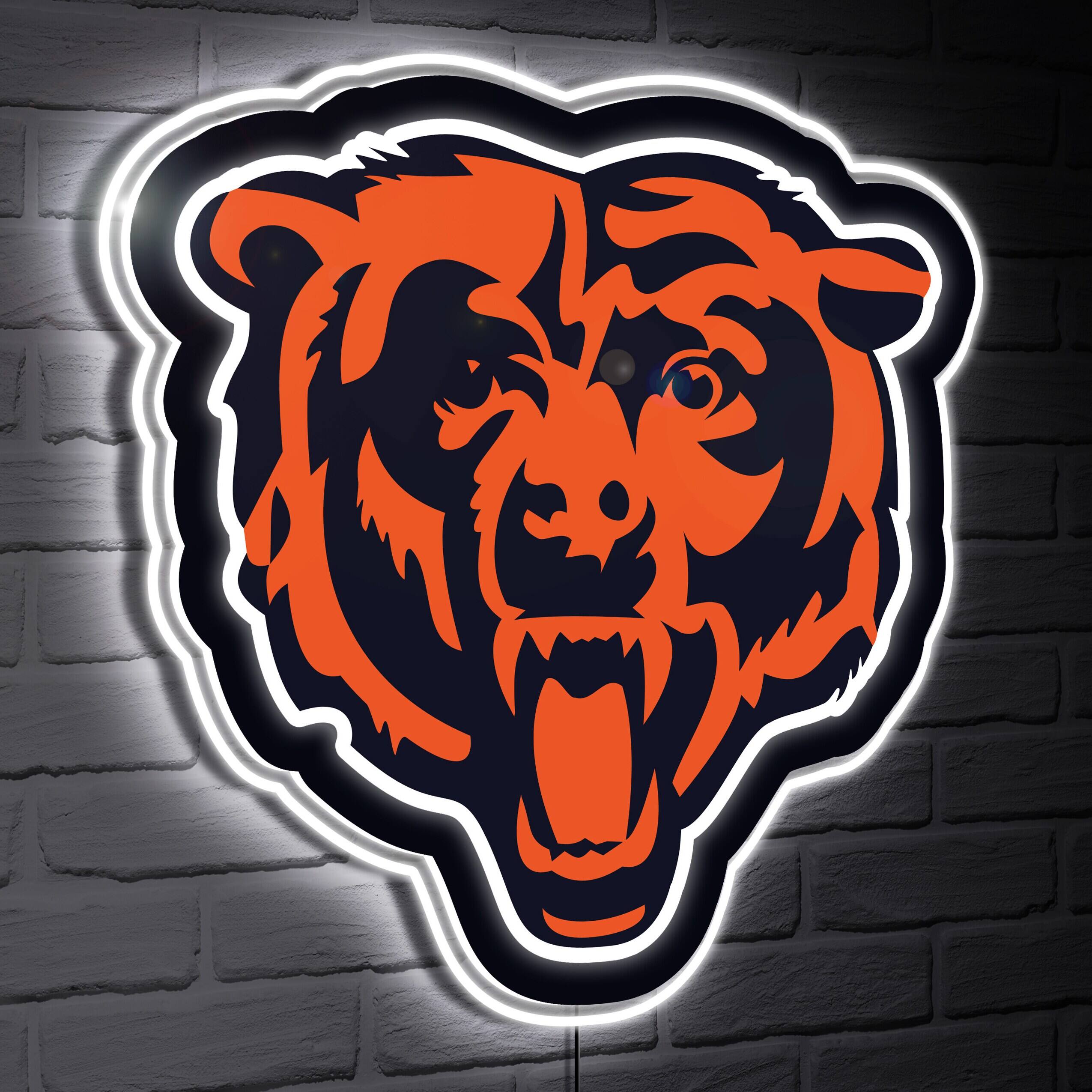 Chicago Bears LED Team Logo Shaped Lighted Wall Sign
