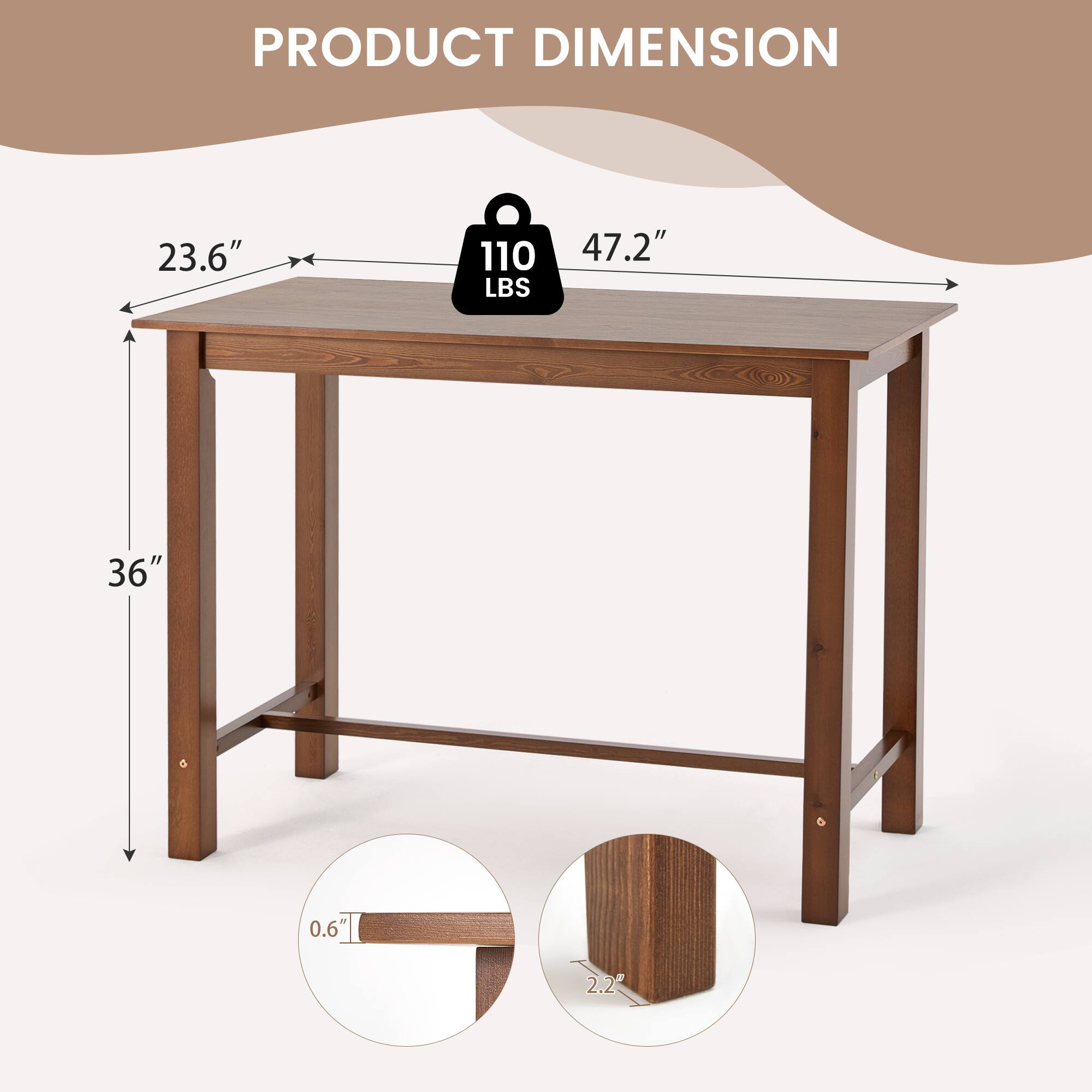 PRODUCT DIMENSION

23.6"  
47.2"  
36"  
0.6"  
2.2"  
110 LBS