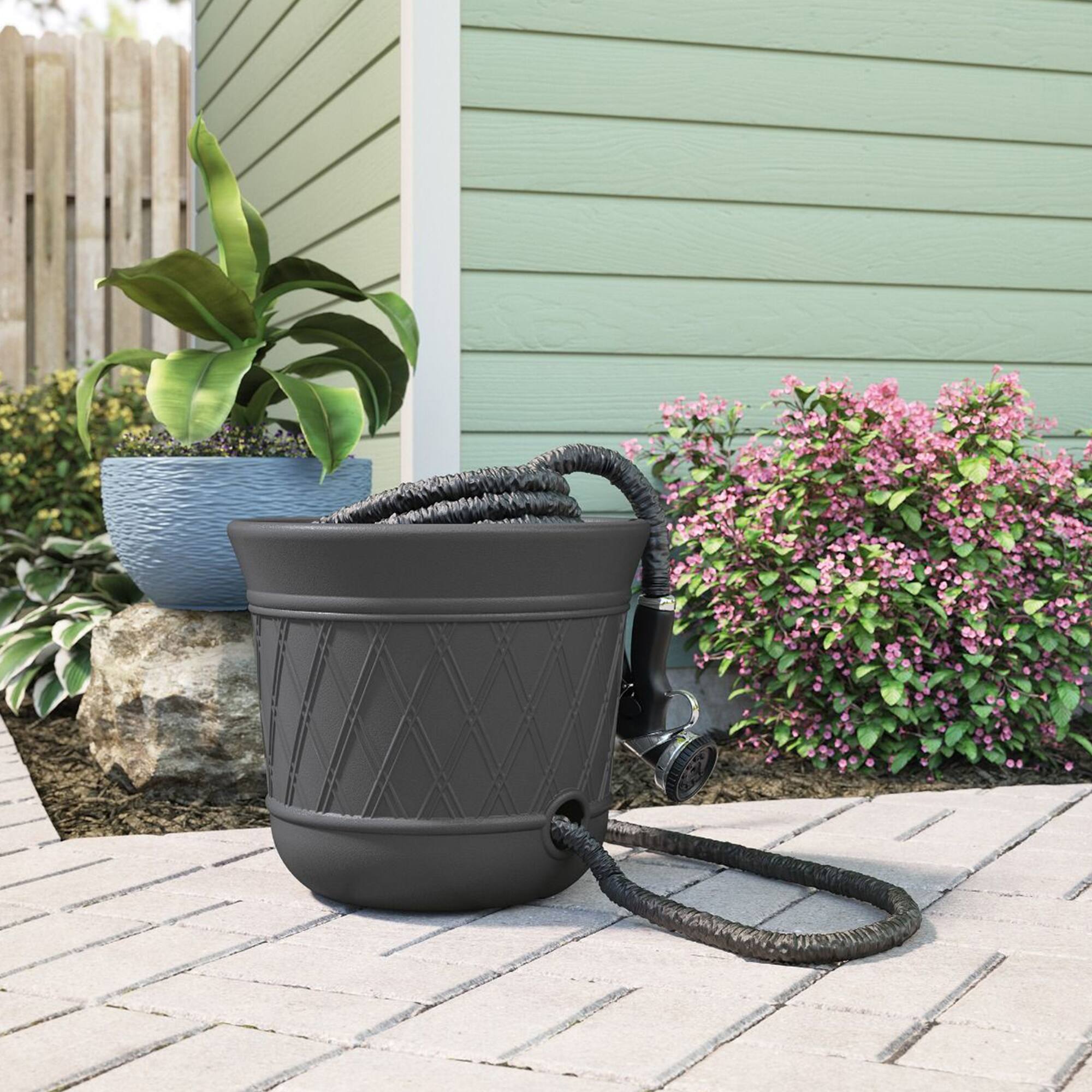 Alt View 3. Suncast - Suncast 14 x 12 Inch Decorative Hideaway Garden Hose Storage Pot, Gray (2 Pack).