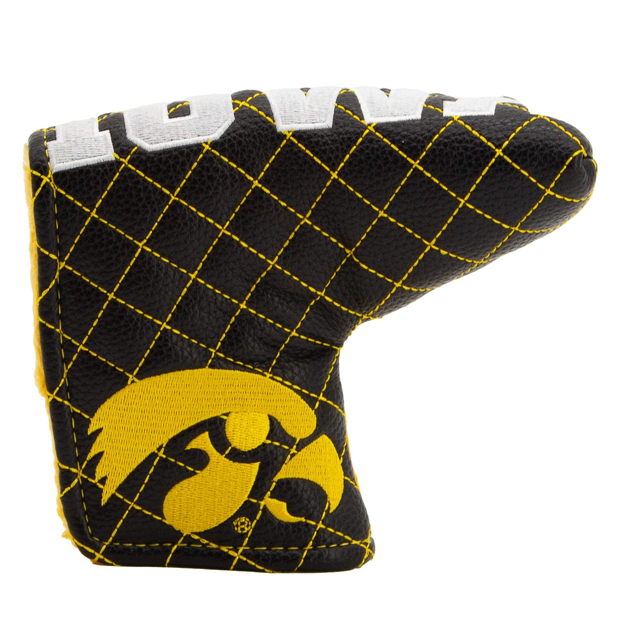 Front. Team Golf - Iowa Hawkeyes Quilted Blade Putter Cover - Multicolor.