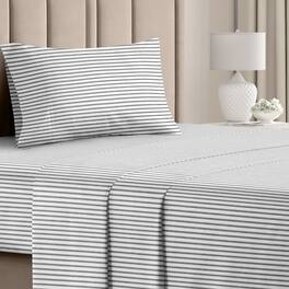 CGK Linens - Luxuriously Soft 4-Piece Striped Sheet Set - Wrinkle-Resistant, Printed Pattern - Twin - Gray Stripes
