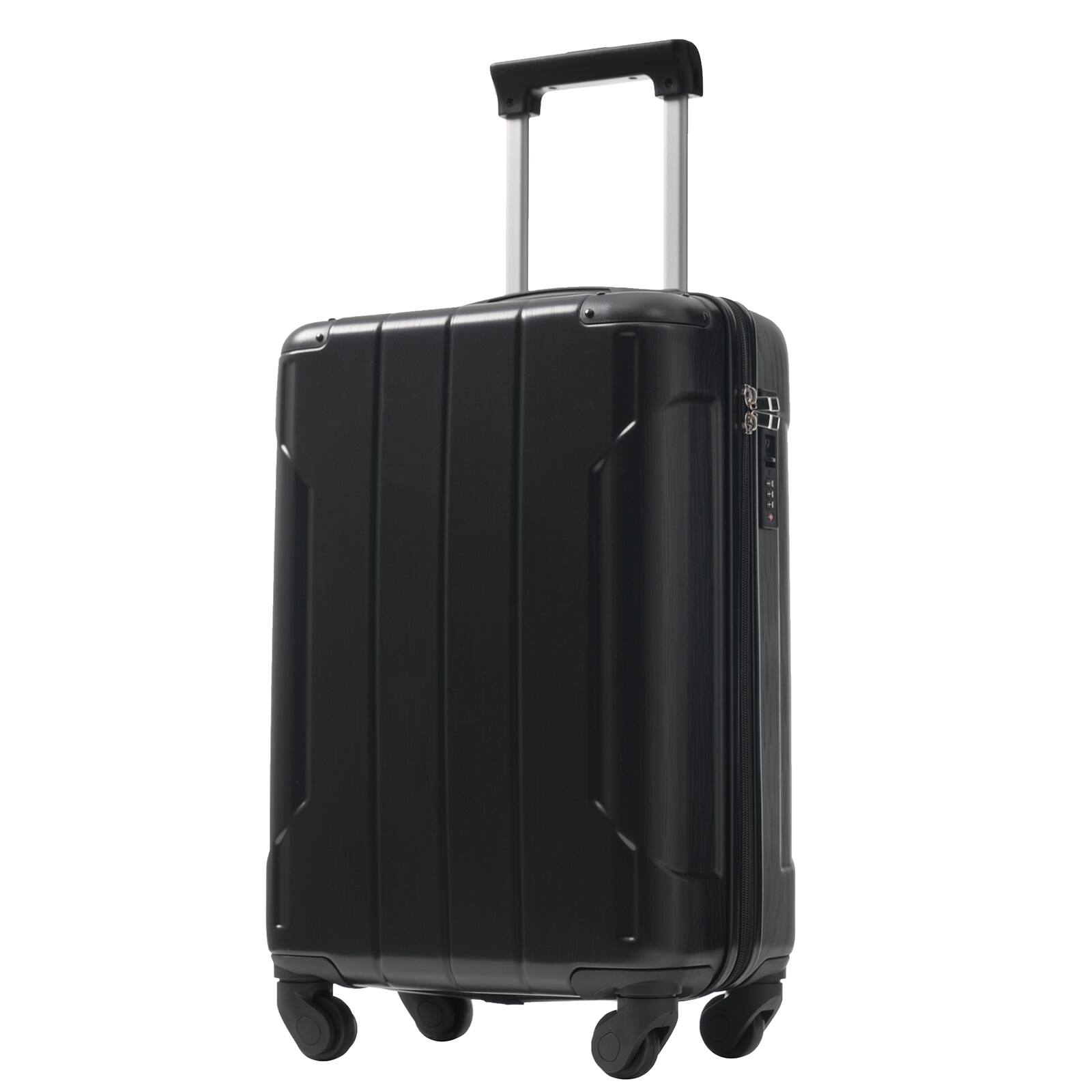 Alt View 3. Loheer - Loheer 20-Inch Hardshell Carry-On Luggage Lightweight ABS Black Spinner Suitcase with TSA Lock and Packing Cubes - Black.