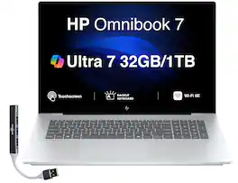 HP - Omnibook 7 Laptop 17.3 FHD Display (Ultra 7-258V, 32GB, 1TB SSD, Intel Arc 140V, Win 11 Home) w/USB Hub - Silver