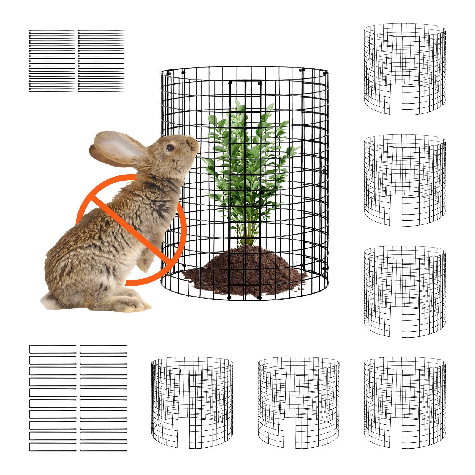 Alt View 5. VEVOR - 6 Pack Plant Protector from Animals, 12.6'' Dia. x 14'' H Chicken Wire Plant Protector, Plant Cages for Outdoor Plants - Black.