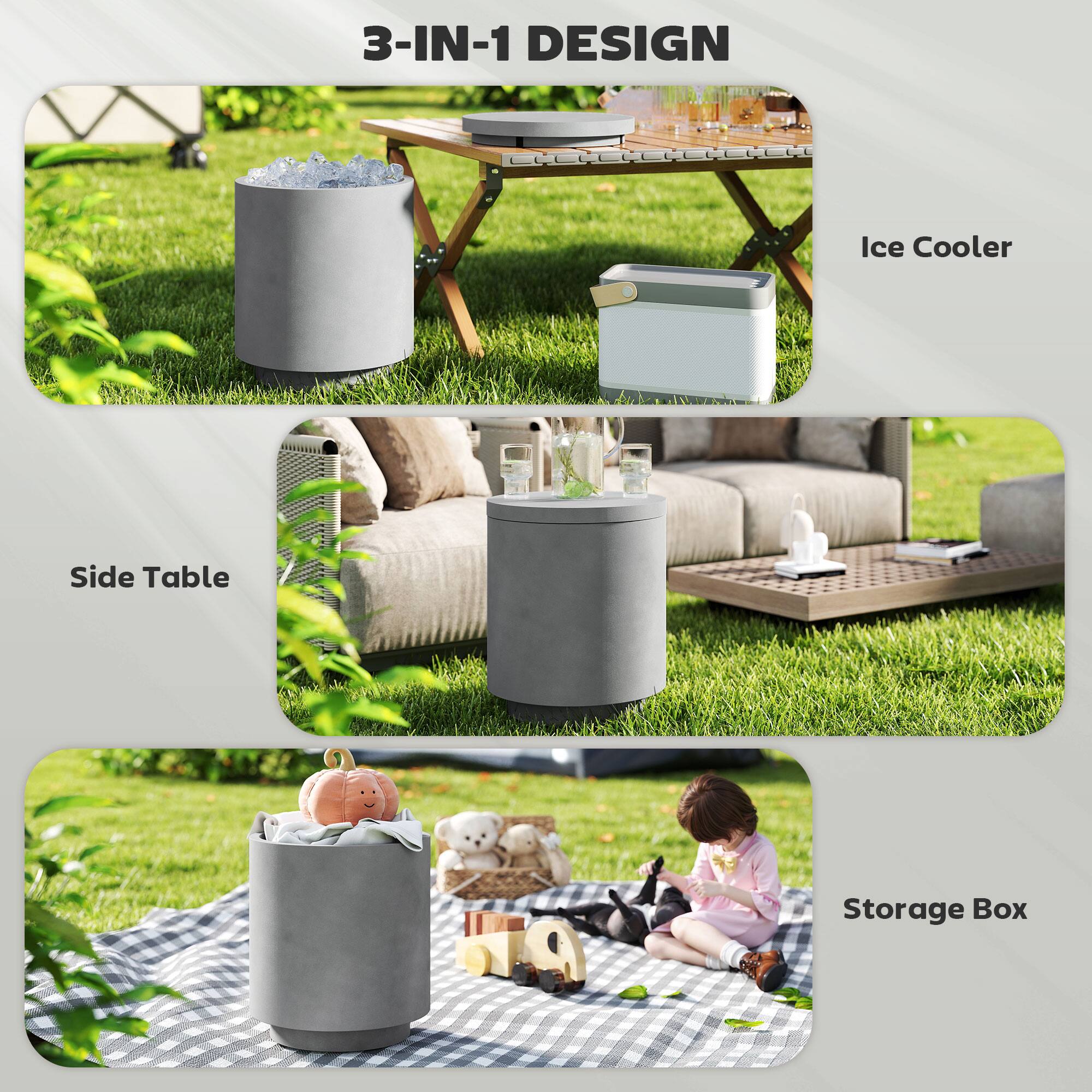 3-IN-1 DESIGN

Ice Cooler

Side Table

Storage Box
