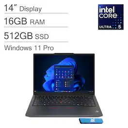 Lenovo - ThinkPad E14 Gen 6 14" WUXGA Laptop - Intel Core Ultra 5 with 16GB Memory - 512GB SSD - Thunderbolt 4 - Win 11Pro - Black