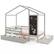 Front. Costway - Twin House Bed with 2 Storage Drawers Solid Wood Platform Bed with Blackboard - Gray.