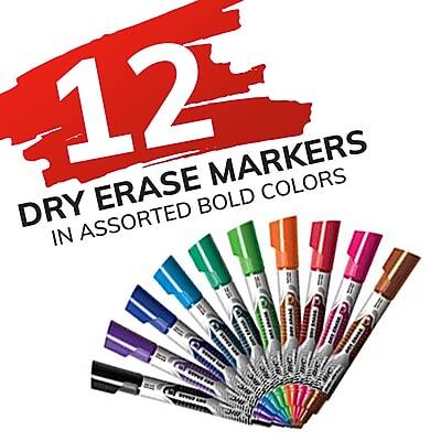12 Dry Erase Markers in Assorted Bold Colors