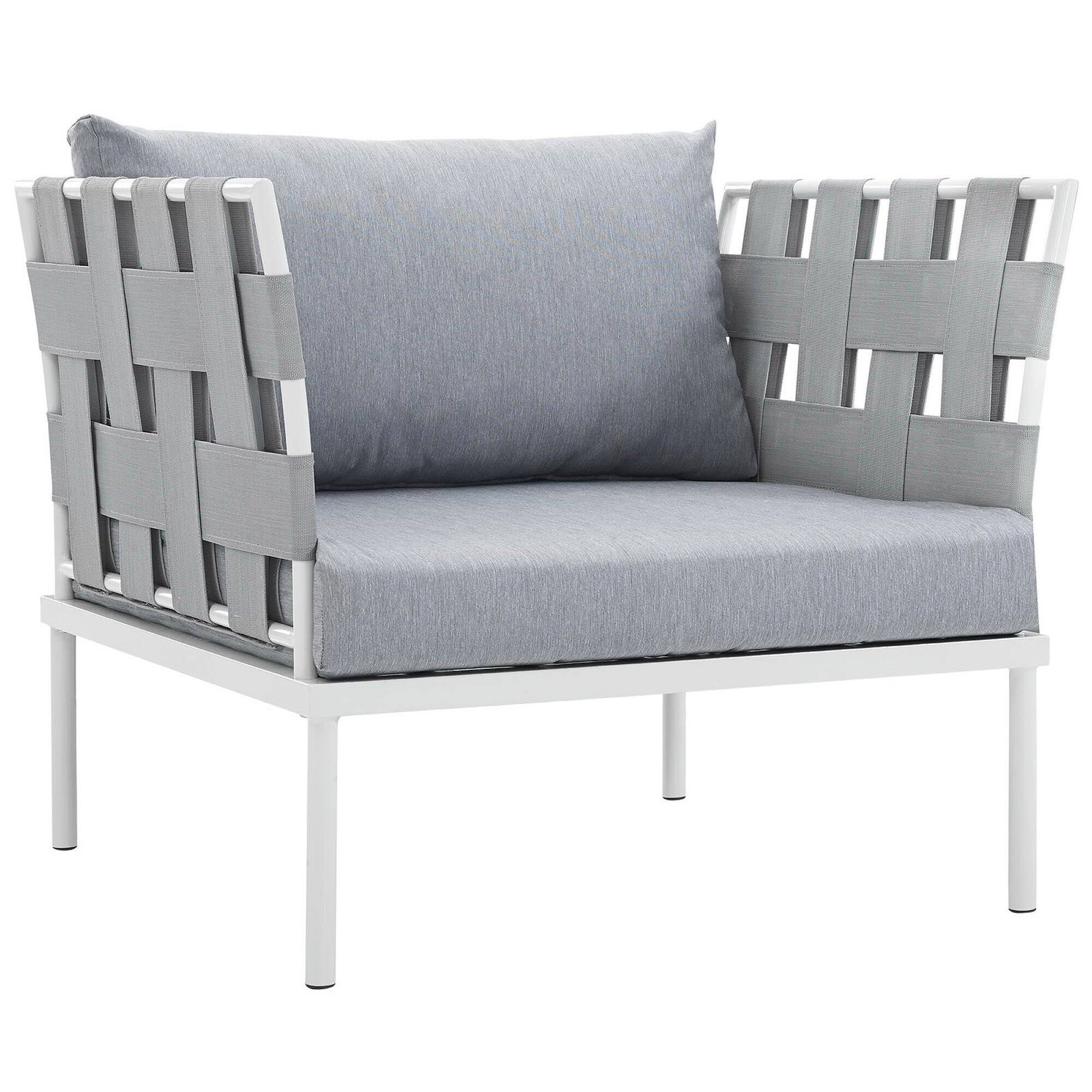 Angle. Modway - Harmony Outdoor Patio Aluminum Armchair by Modway - White Gray.