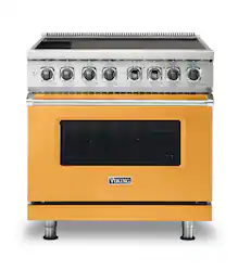 Viking - 5 Series 5.6 Cu. Ft. Freestanding Electric Induction Range - Daffodil - Front_Zoom