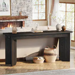 Tribesigns - Console Table with Engineered Wood Construction and Rectangular Top for Entryway, Hallway and Living Room - Black