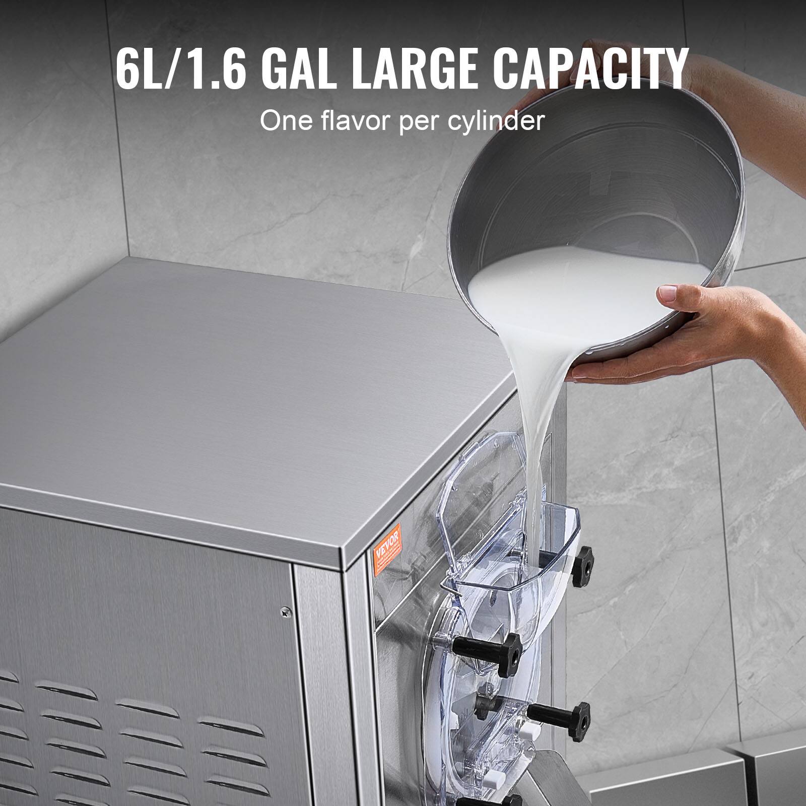 6L/1.6 GAL LARGE CAPACITY  
One flavor per cylinder