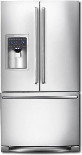 Front Standard. Electrolux - 22.6 Cu. Ft. Counter-Depth Side-by-Side Refrigerator with Bottom-Mount Freezer - Stainless-Steel.