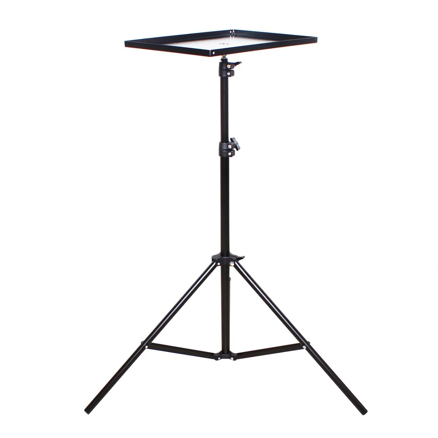 Front. Stock Preferred - Adjustable Laptop & Projector Tripod Stand 27"–74" with Double Support Bars - Black.