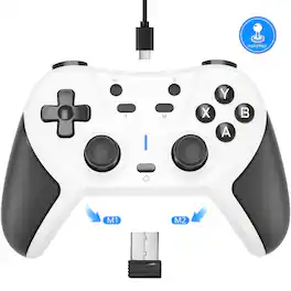 Dazzling Pops - c6 pc controller game controller 1000hz polling rate hall effect joystick for windows steam deck android tv - White & Black