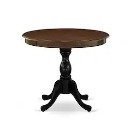 East West Furniture - Antique Kitchen Dining Table - a Round Wooden Table Top with Pedestal Base, 36x36 Inch - Multicolored