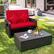 Alt View 10. Costway - Patio Rattan Loveseat Set Daybed Lounge Storage Ottoman Side Tables Adjust - Red.