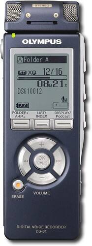 Front Standard. Olympus - Digital Voice Recorder - Blue.