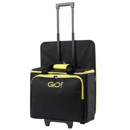 Front. AccuQuilt - AccuQuilt GO! Fabric Cutter Tote & Die Bag with Wheels – Sewing Machine & Die Storage Case - Black.