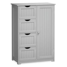Pefilos - Standing Indoor Wooden Cabinet with 4 Drawers- Bathroom Storage Cabinet for Entryway Storage, Home Office Furniture - Gray