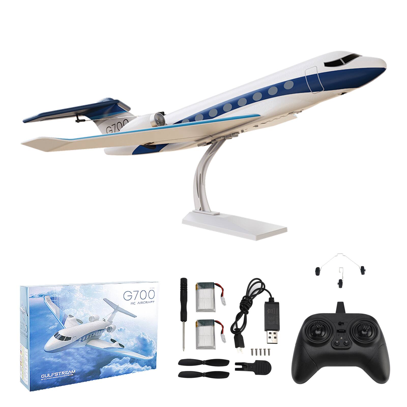 Topteng - Z67 2.4G RC Passenger Plane – Dual Motors,Gyro,2 Batteries, 15 Min Flight, Water Takeoff&Landing, EPP, Fit for Beginners - White
