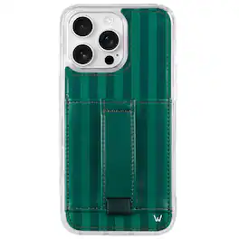 Walli Cases - iPhone 14 Pro Phone Case with Wallet and Finger Strap - Evergreen - Evergreen Stripe