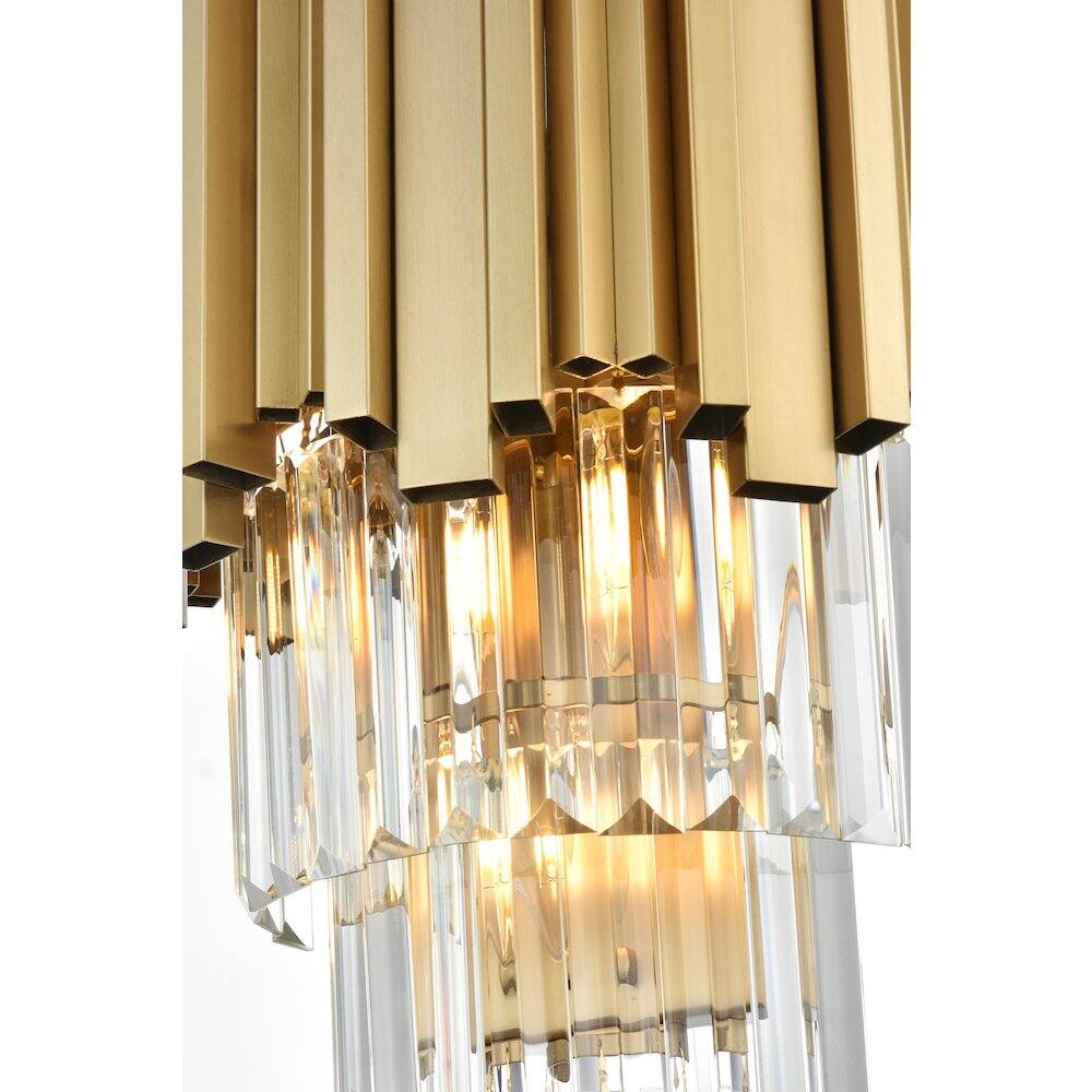 Alt View 3. Elegant Lighting - Willow 12 Inch Wall Sconce In Satin Gold - Satin Gold And Clear.